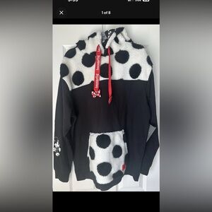 Loungefly Minnie Black and White Polka Dot Hoodie L